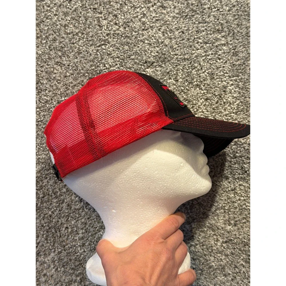 Costco Wholesale‎ Hat Mens OSFM Black Red Trucker Snapback Mesh Patch Cap